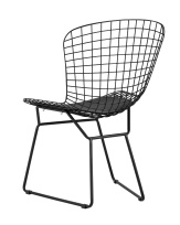 Стул обеденный Bertoia черный с черной подушкой Стул обеденный Bertoia черный с черной подушкой