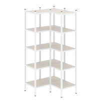 Loft Угловой внутренний стеллаж наборный VR.L-32 Тиквуд тёмный/Белый металл 862×862×1869 Loft Угловой внутренний стеллаж наборный VR.L-32 Тиквуд тёмный/Белый металл 862×862×1869