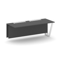 Сектор переговорного стола проходной Steel Meet KD-PR.B.SPPO-20 / Тиквуд Светлый – Металл Белый / 2000×800×750