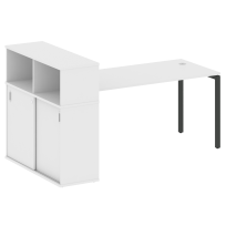 Metal System Quattro Стол офисный с шкафом-купе на П-образном м/к 40БП.РС-СШК-3.4 Т Вяз/Мокко металл 2010×1120×1098