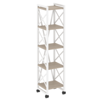 Loft Стеллаж на колесных опорах-5 полок VR.L-MST.K-5.4 Тиквуд тёмный/Чёрный металл 400×400×1704 Loft Стеллаж на колесных опорах-5 полок VR.L-MST.K-5.4 Тиквуд тёмный/Чёрный металл 400×400×1704