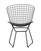 Стул обеденный Bertoia черный с черной подушкой Стул обеденный Bertoia черный с черной подушкой