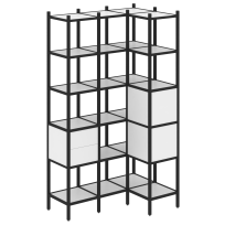 Loft Угловой внутренний стеллаж наборный VR.L-35 Тиквуд тёмный/Белый металл 1278×862×2280 Loft Угловой внутренний стеллаж наборный VR.L-35 Тиквуд тёмный/Белый металл 1278×862×2280