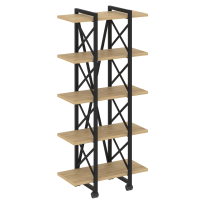 Loft Стеллаж на колесных опорах-5 полок VR.L-MST.K-5.4V Тиквуд тёмный/Чёрный металл 800×400×1704 Loft Стеллаж на колесных опорах-5 полок VR.L-MST.K-5.4V Тиквуд тёмный/Чёрный металл 800×400×1704