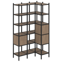 Loft Угловой внутренний стеллаж наборный VR.L-35 Тиквуд тёмный/Белый металл 1278×862×2280 Loft Угловой внутренний стеллаж наборный VR.L-35 Тиквуд тёмный/Белый металл 1278×862×2280