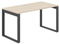 Стол офисный с лючком Allegro / 1600×800×750  / Профиль О-образный: 70×20 Антрацит / Столешница Белый / AG.109.WH.L.72.AN