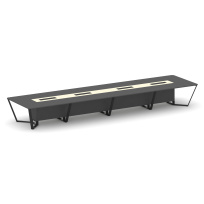 Стол для переговоров прямоугольный Steel Meet KM-PR.B.SP-20 / Тиквуд Светлый – Графит Глянец – Металл Черный / 6400×1600×750 Стол для переговоров прямоугольный Steel Meet KM-PR.B.SP-20 / Тиквуд Светлый – Графит Глянец – Металл Черный / 6400×1600×750