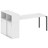 Metal System Quattro Стол офисный с шкафом-купе на П-образном м/к 40БП.РС-СШК-3.5 Т Вяз/Мокко металл 2210×1120×1098