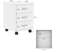 Тумба для документов мобильная Simple SC-3M.1 Дуб Юкон Модерн 412×450×566