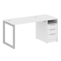 Metal System Quattro Р. ст. с тумбой на О-образном м/к 50БО.РС-СТП-1.2 Акация/Антрацит металл 1612*720*750
