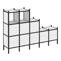 Loft Прямой стеллаж наборный VR.L-19 Тиквуд тёмный/Белый металл 2110×446×1458 Loft Прямой стеллаж наборный VR.L-19 Тиквуд тёмный/Белый металл 2110×446×1458