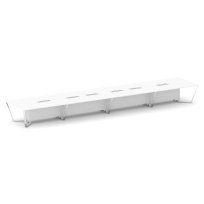 Стол для переговоров прямоугольный Steel Meet MD-PR.B.SP-24 / Тиквуд Светлый – Нержавеющая Сталь – Хром / 8000×1600×750