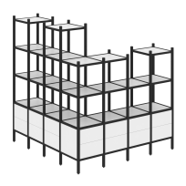 Loft Угловой внешний стеллаж наборный VR.L-55 Тиквуд тёмный/Белый металл 1694×1694×1869 Loft Угловой внешний стеллаж наборный VR.L-55 Тиквуд тёмный/Белый металл 1694×1694×1869
