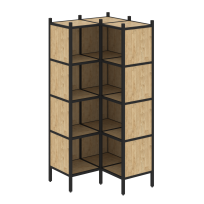 Loft Угловой внутренний стеллаж наборный VR.L-31 Тиквуд тёмный/Белый металл 862×862×1869 Loft Угловой внутренний стеллаж наборный VR.L-31 Тиквуд тёмный/Белый металл 862×862×1869