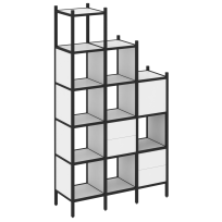 Loft Прямой стеллаж наборный VR.L-21 Тиквуд тёмный/Белый металл 1278×446×2280