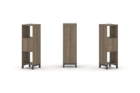Стеллаж-перегородка односторонний средний трёхъярусный Style Project SN.NS-311 Тиквуд Светлый/Металл Белый 387×400×1248
