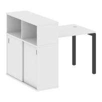 Metal System Quattro Стол офисный с шкафом-купе на П-образном м/к 50БП.РС-СШК-3.1 Т Вяз/Мокко металл 1410×1120×1098