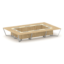 Стол для переговоров прямоугольный Steel Meet KM-PR.B.SP-20K / Тиквуд Светлый – Графит Глянец – Металл Серый / 4800×3200×750