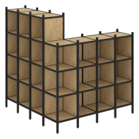 Loft Угловой внешний стеллаж наборный VR.L-60 Тиквуд тёмный/Белый металл 1694×1694×1869 Loft Угловой внешний стеллаж наборный VR.L-60 Тиквуд тёмный/Белый металл 1694×1694×1869