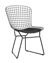Стул обеденный Bertoia черный с черной подушкой Стул обеденный Bertoia черный с черной подушкой